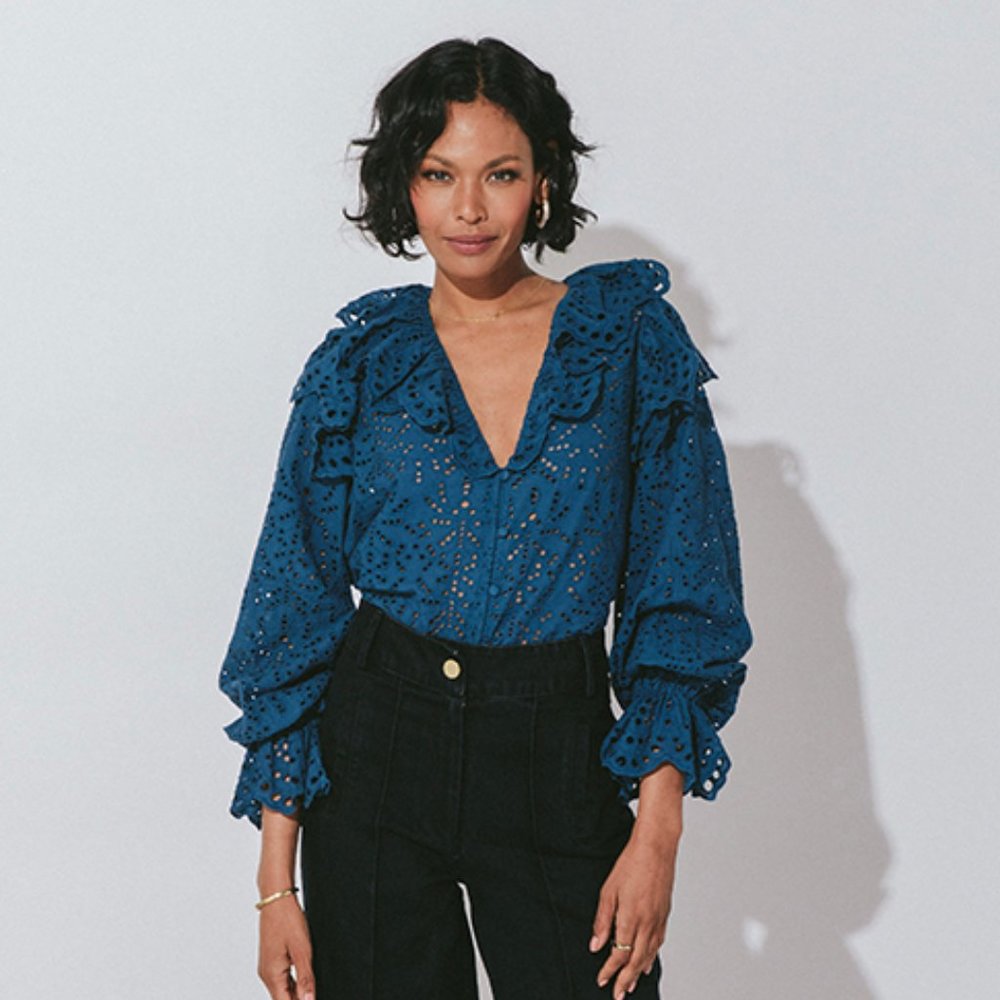 Camille Blouse / Lapis Eyelet
